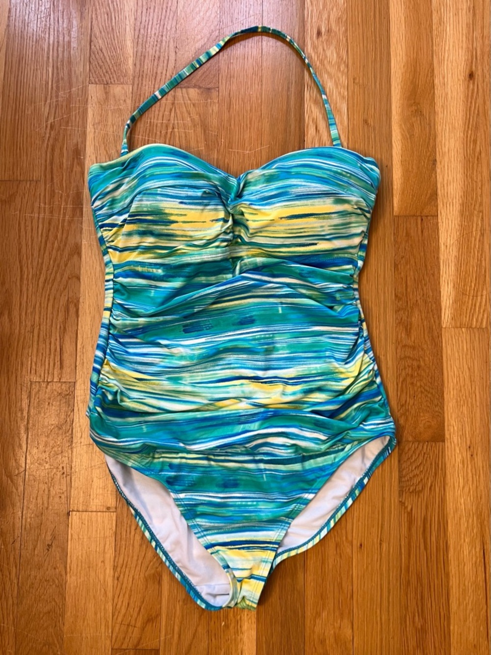 Ralph Lauren Blue, Green & Yellow Striped Women’s One-Piece Swimsuit